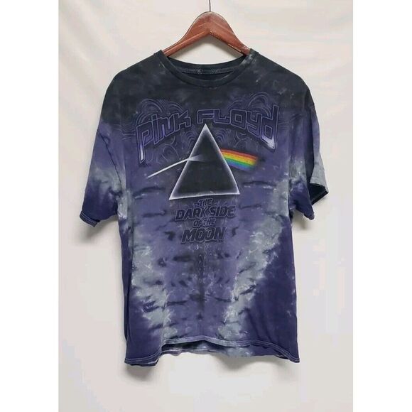 Vintage Pink Floyd Darkside Of The Moon Tie Dye Shirt Band Tee Liquid Blue - Picture 1 of 4